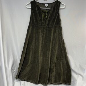 Armani Junior  Eco wash Olive Green velvet looking cotton sleeveless dress 38